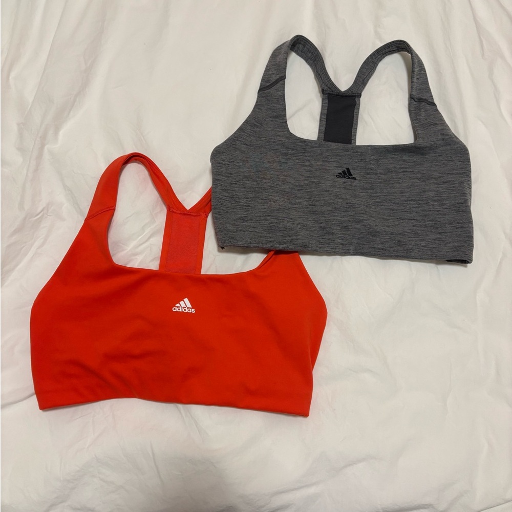 Adidas PowerImpact Sports Bras lot of two gray and red medium